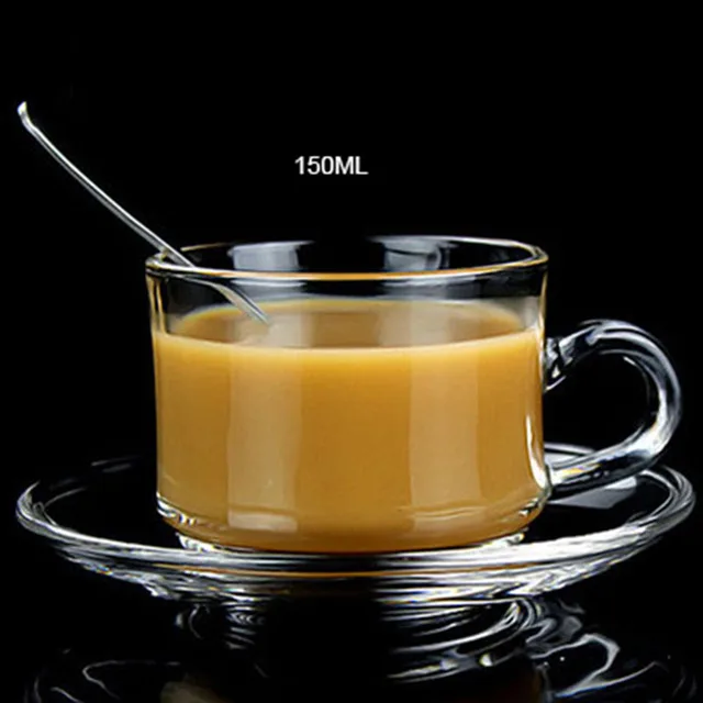 150ml Lead Free Transparent Glass Coffee Cup Saucer Set Glass