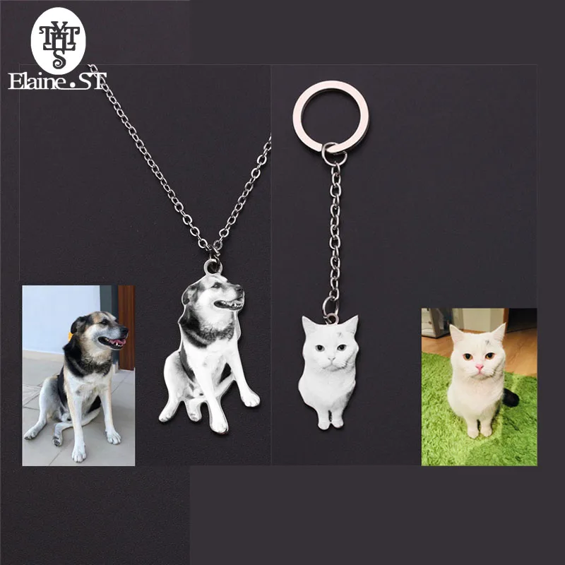 

Very Special Souvenir Personalized Pet Dog Tag Cat Photo Keychain llaveros para hombre Engraved Picture llaveros Key Holder