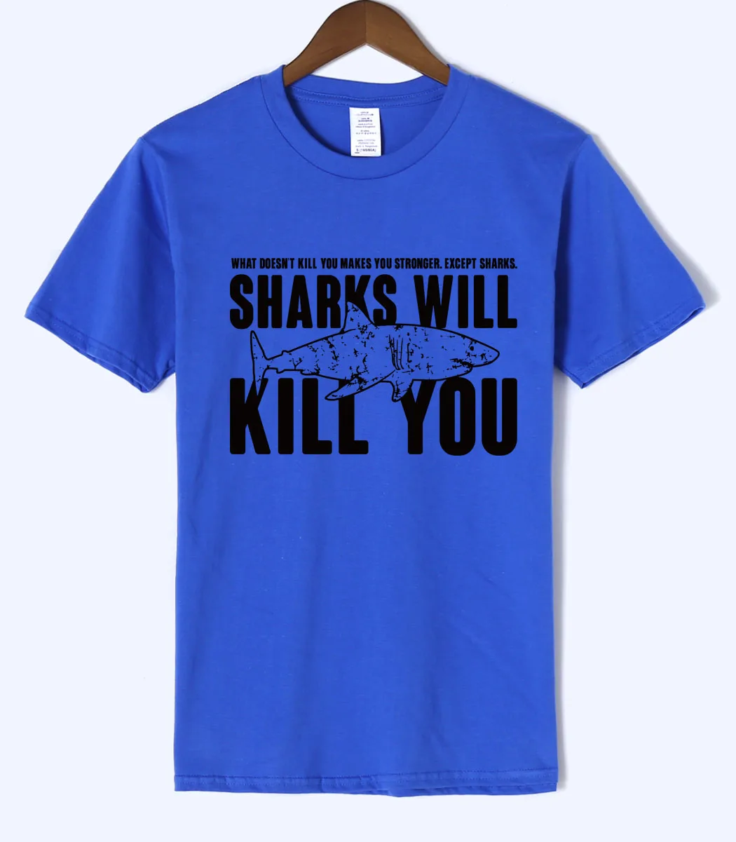Aliexpress.com : Buy Sharks Will Kill You letter print t shirt summer ...