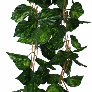 

5pcs/lot Artificial Big Leaf Rhodea Ivy Leaf Garland Plants Vine Fake Foliage Flowers Wedding Home decorations 7.5 feet