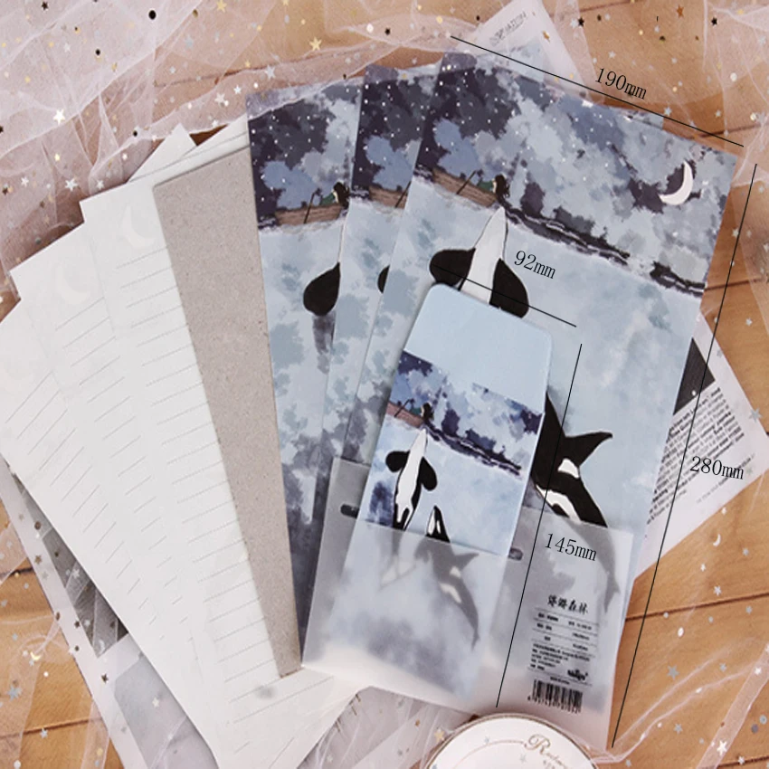 1 упак./лот Kawaii плавающий лес на море эльфы 3 конверты + 6 листов набор буквенных букв для подарка школьные канцелярские принадлежности