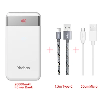 Yoobao 20000 мАч портативное зарядное устройство с двойным USB ЖК-дисплеем для iPhone samsung huawei Xiaomi Google внешний аккумулятор - Цвет: WE-Type C-Micro