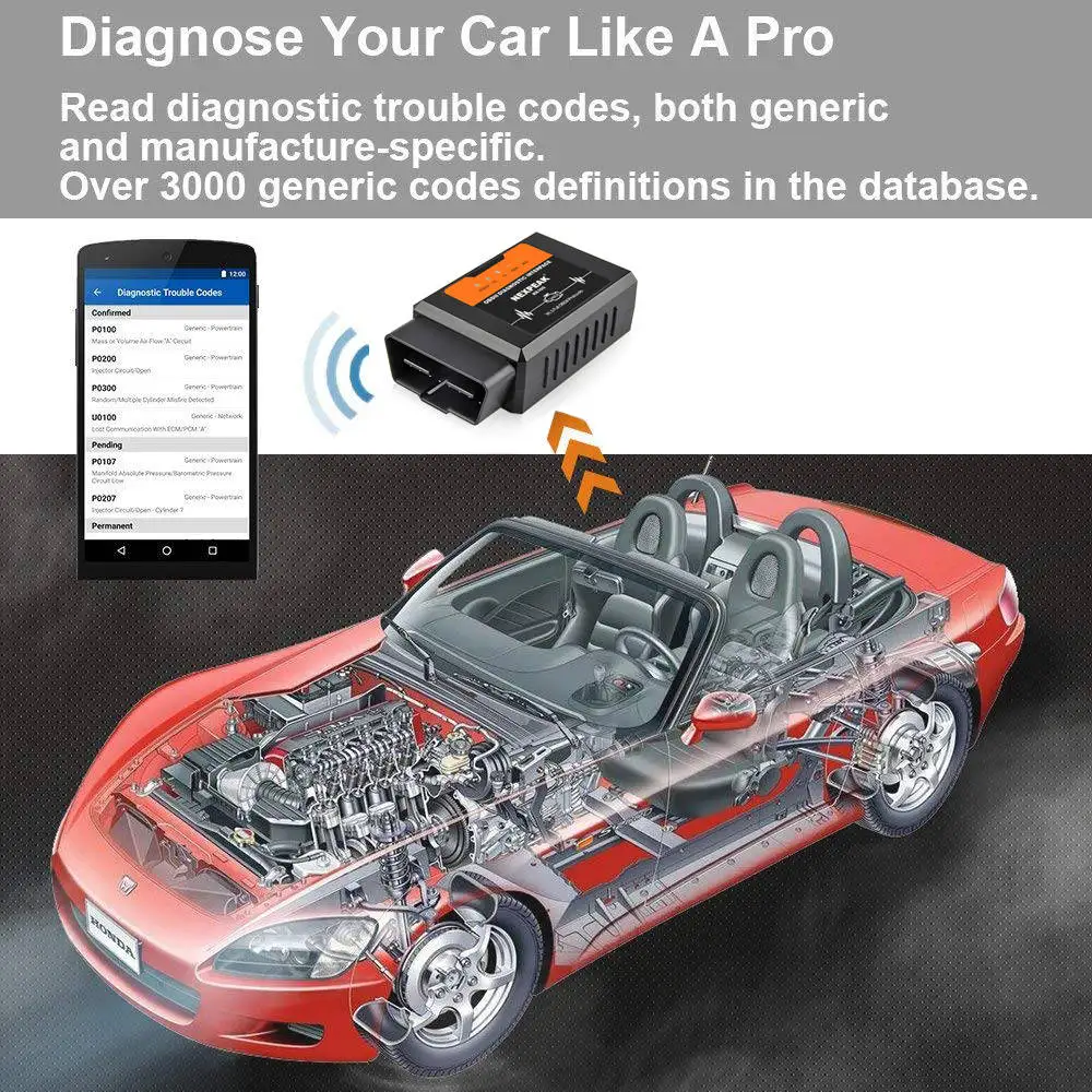 Универсальный OBD2 ELM327 V1.5 Bluetooth/Wifi pic18f25k80 для iPhone IOS Авто OBD сканер инструмент OBD 2 ELM 327 V1.5 Wi-Fi ODB2