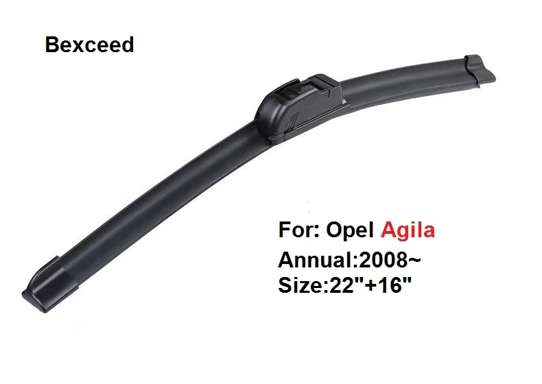 1 Pair (22"+16")High Quality Bexceed of Car Windshield Flat Wiper Blade For OPEL Agila in