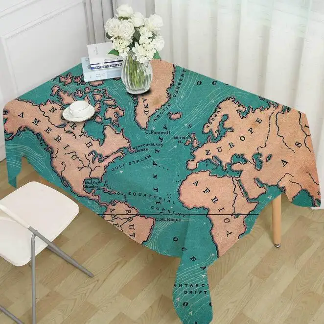 Miracille домашняя скатерть с креативным принтом карта мира, полиэстер, Заказная простая мебель, Пыленепроницаемая ткань - Цвет: 3
