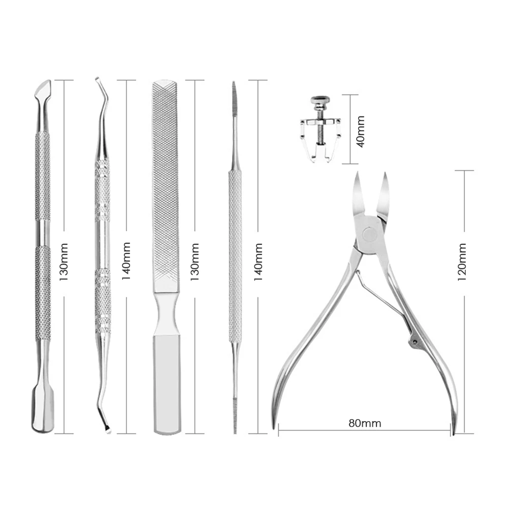 7 шт./компл. набор инструментов для коррекции ногтей из нержавеющей стали Профессиональный Педикюр Инструменты для домашнего использования пилка для ногтей Корректор средство по уходу за ногами