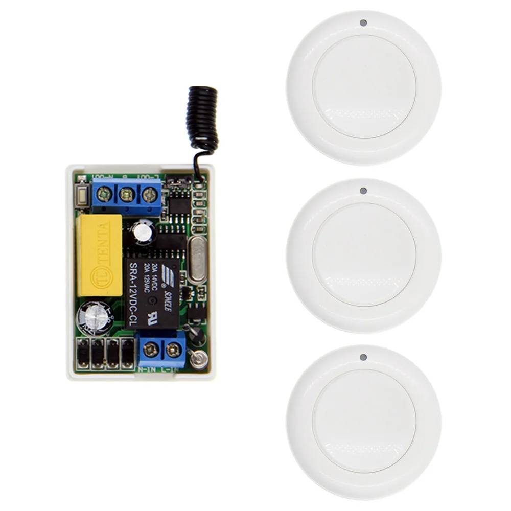 

Smart Home 1 CH 1CH Wireless Relay RF Remote Control Switch Roundness Mini Transmitter Receiver AC 220V 10A 315 /433 MHz