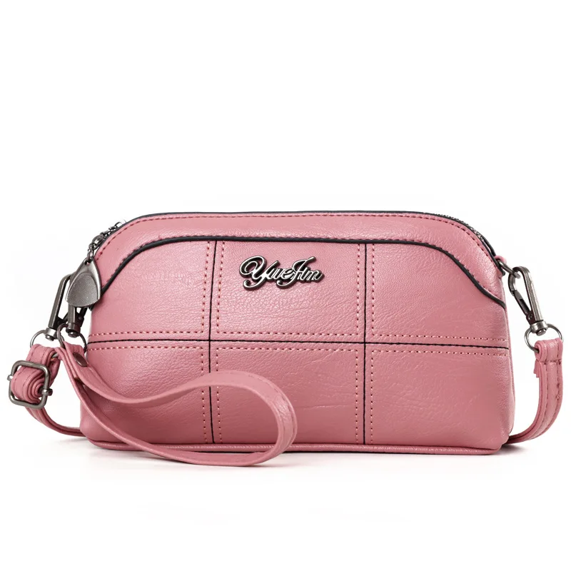 Женская сумка новая женская сумка из овчины вышитая сумка для мамы среднего возраста сумка через плечо диагональная хозяйственная сумка - Цвет: Pink