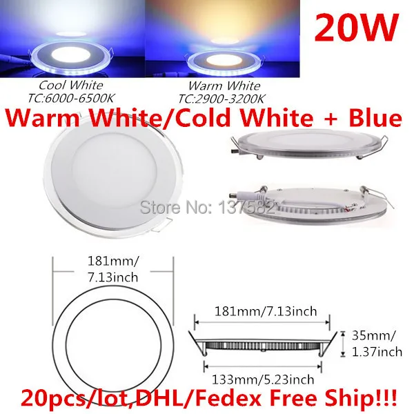 

20pcs 20W 3D LED Panel Ceiling Light Front Light + Side Light 85-265V Ultra Slim LED Ceiling Down Light DHL/Fedex Free Shipping