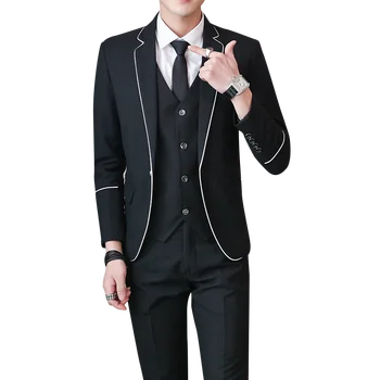 

mens Suit 3 Piece Set Large Size 5XL Business Wedding Banquet Suits Jacket men + Pants + Vest Male Blazer Sets