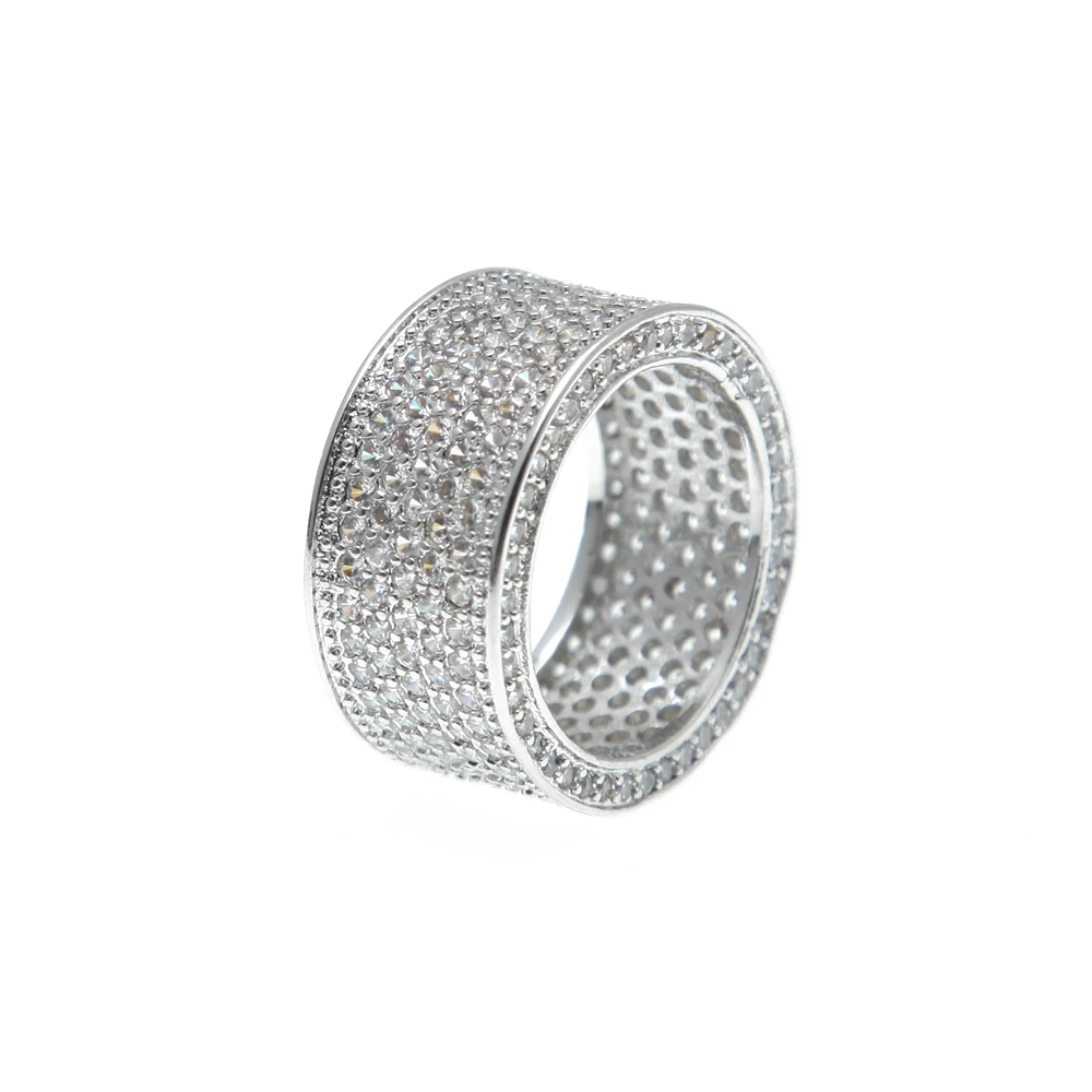 12 мм Роскошные хрустальные фианиты кольца для мужчин и женщин золото и серебро 8-11 обручальное кольцо модный дизайн ювелирных изделий