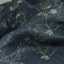 Высокое качество рами tissu тонкие пеньковые и синие цветы Лоскутные высококачественные платья, платья и тканевая для блузки