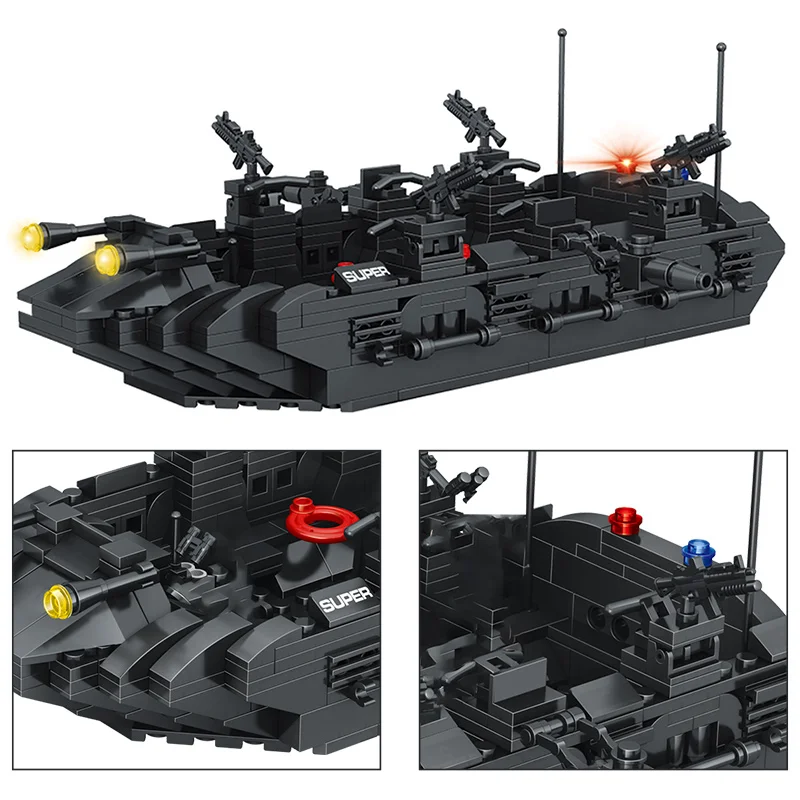  1351PCS SWAT Team Transport Helicopter Building Blocks legoingly Military City Police Figures Educa