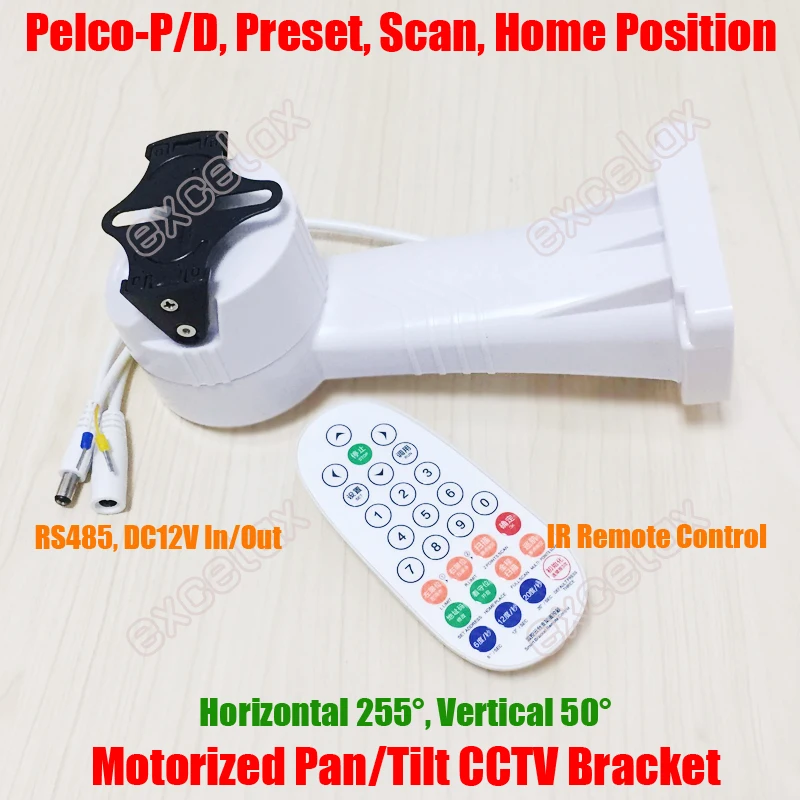 Remote Control Motorized Auto Pan Tilt CCTV Camera Bracket Electrical