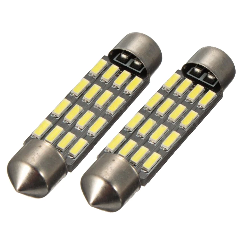 2x автомобильный купол Canbus 4014 SMD 16 Светодиодный светильник Гирлянда для салона 42