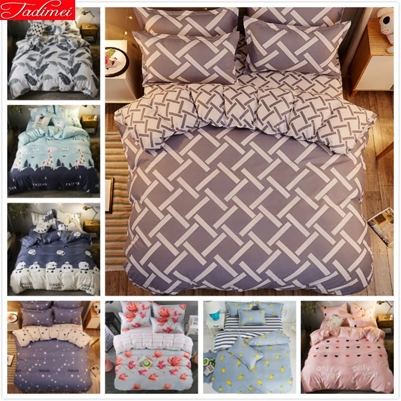 

Plain Plaid Duvet Cover 3/4 pcs bedding Set Adult Kids Child Bed Linen Single Queen King Size Sheet Quilt Pillow Case Bedspreads