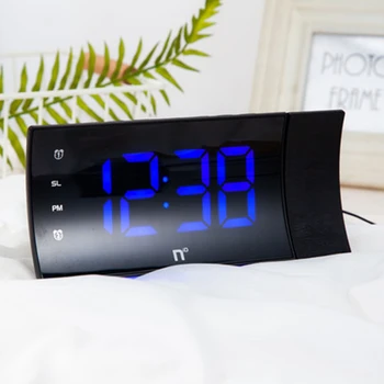 

LED Projection Alarm Clock with Thermometer Desktop large number display Digital Electronic Clock Bedroom Snooze Nixie Clock