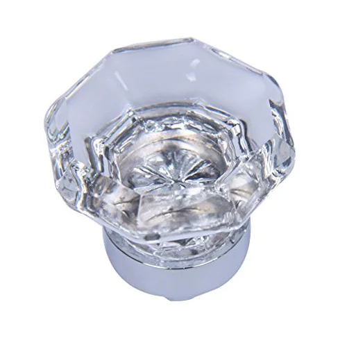 CNIM Hot 6 Pack 1.25 Inch Cabinet Hardware Clear Glass Knob with Stain Nickel Base