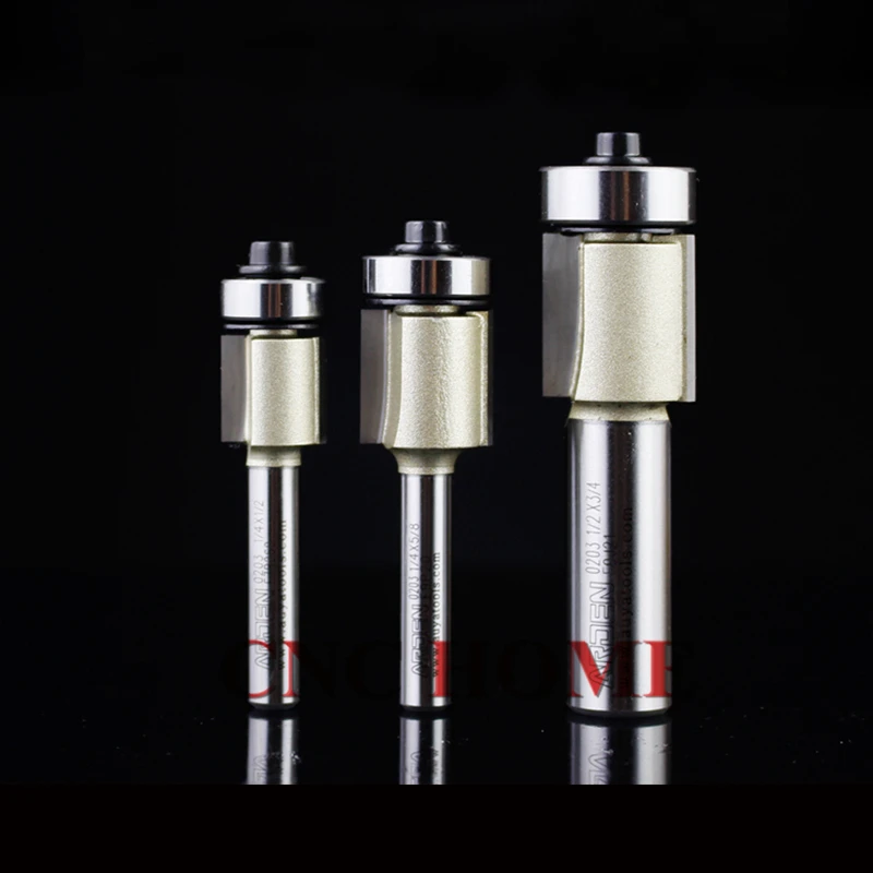 Straight flush trim router bit with Bearing CNC Slotted Knife Carbide