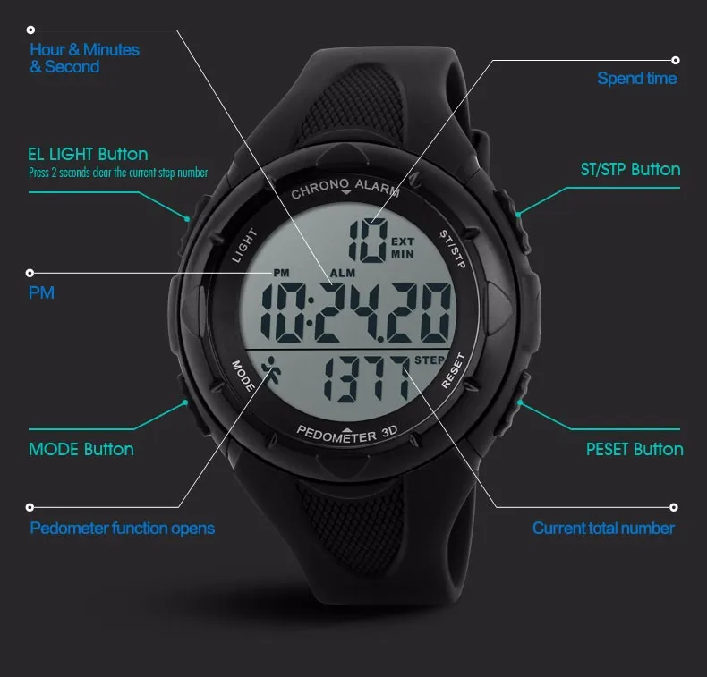 SKMEI New 2019 Popular Brand Watches Women Fashion Sport Digital LED Watch Pedometer Montre Femme Female Clock Ladies WristWatch