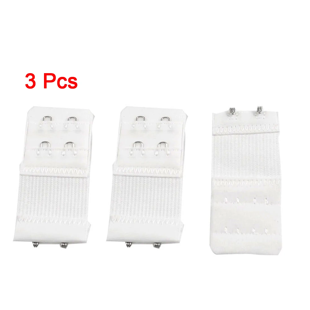 New 3pcs Women White 2 Rows Hook and Eye Tape Stretch Bra Strap