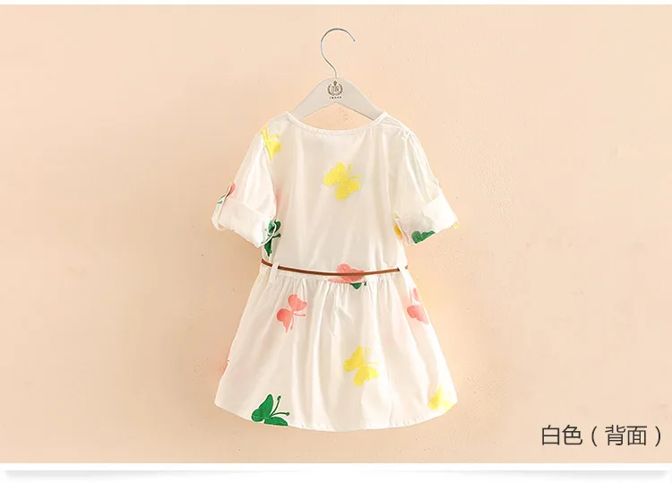2018 Spring Autumn 3-12 Age Cute Kids Embroidery White Elegant Botton Double Use Short Sleeve Girl Long Sleeve Dress With Belt (4)