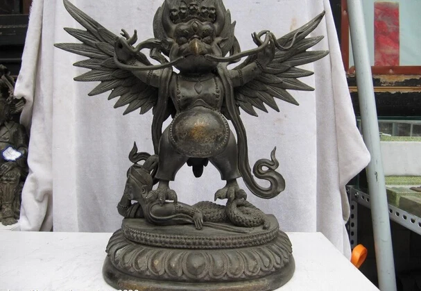 

song voge gem S0919 12"Tibet Classicism Bronze Carved Garuda Buddha Statue