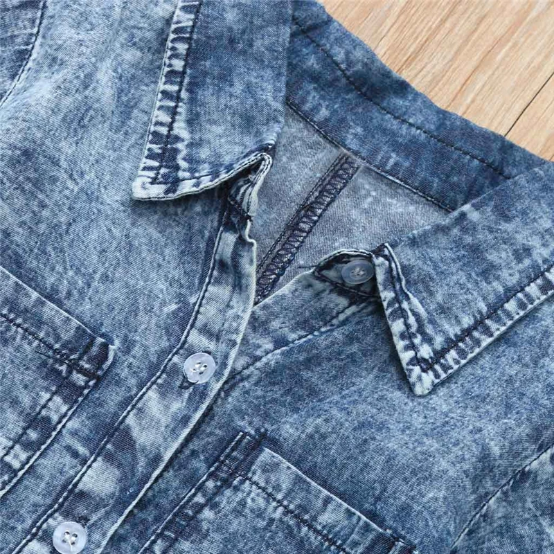 Children `s Dress Toddler Baby Girls Long Sleeve Solid Denim Shirt Dress Jean Dresses Newborn Baby Girl Clothes Summer V10% (5)