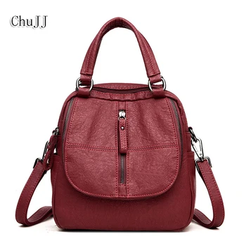 

Multifunctional Women's Backpacks Students School Tote Bag Vintage Genuine Leather Shoulder Bags Women Travel Bag