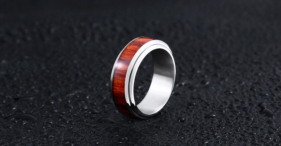 Модное кольцо из древесного волокна для женщин и мужчин, простое высококачественное модное ювелирное изделие из нержавеющей стали