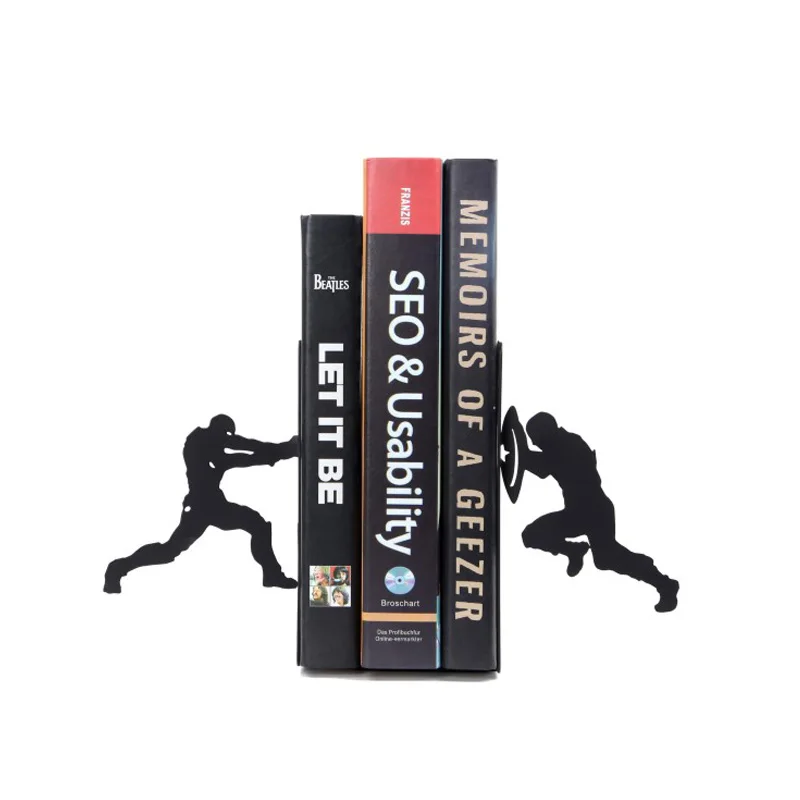 

Creative Black American captain VS iron Man Metal Bookend Shelf Bookend Holder Office Supplies Stationery Gift Home decoration