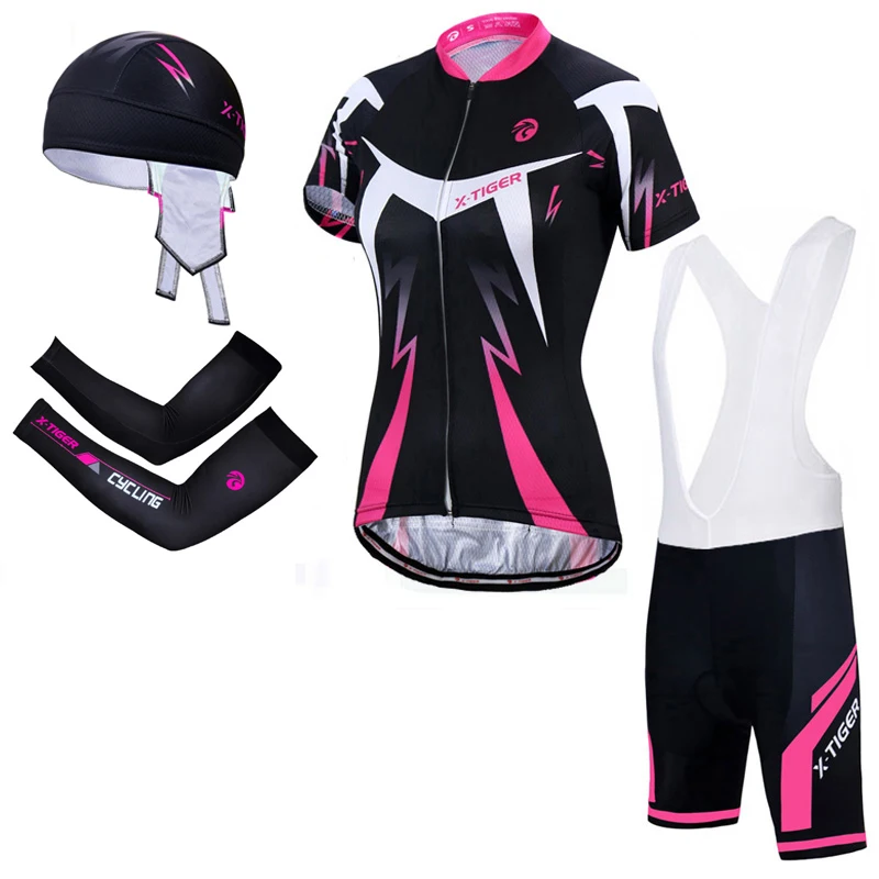 X-Tiger, высокое качество, Женский комплект для велоспорта, горный велосипед, одежда для велоспорта, летняя, быстросохнущая, Джерси для велоспорта, дышащая, велосипедная одежда - Цвет: 4 in 1