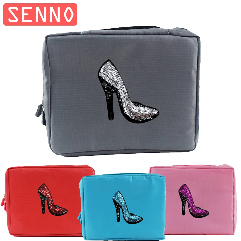 

Ladies glitter sequin medicine bag diamond high heel pattern first aid kit High capacity EVA waterproof storage bag for women