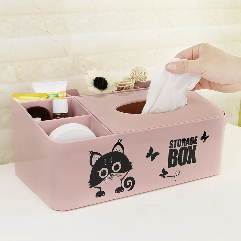 

BSBN 8930 High quality Plastic Lovely Multi-function Tissue Storage Box Paper Home Car Napkins Holder Home Organizer Decoration