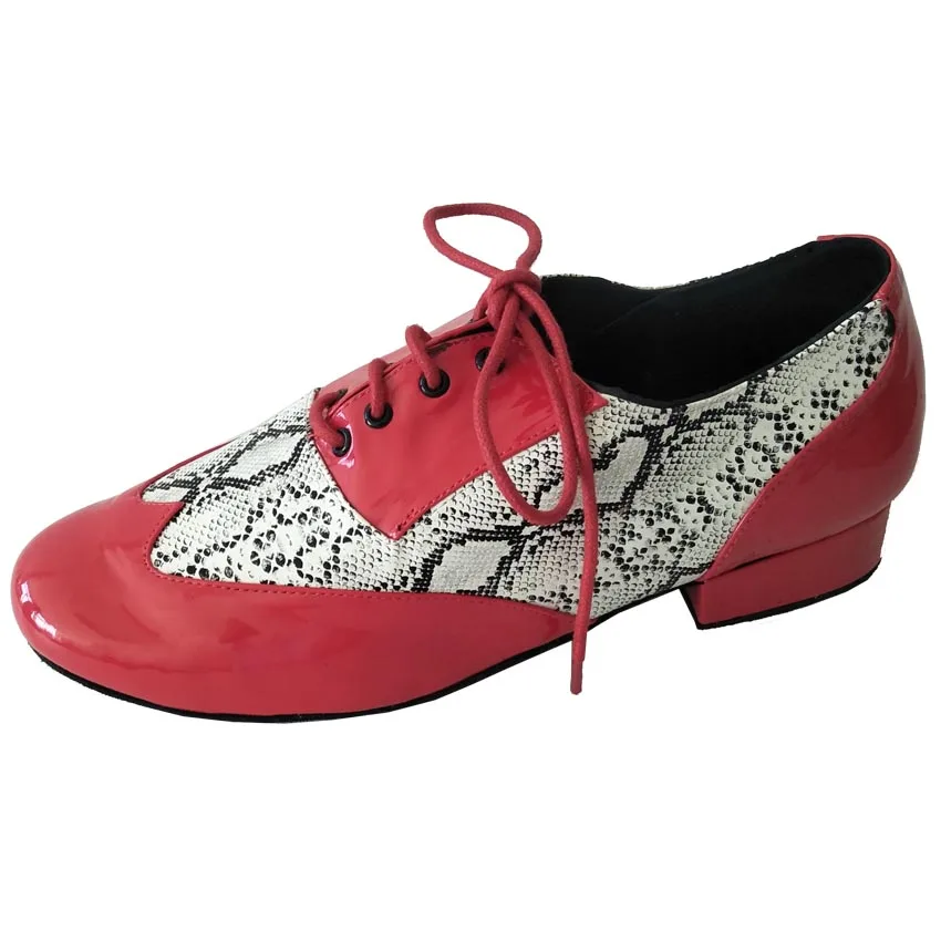 Men's Adult Ballroom Latin Salsa Tango Shoe Professional Red Low Heel