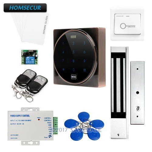 

HOMSECUR Red Bronze Color Anti-Vandal 125Khz ID Metal 125Khz RFID Access Control System +Waterproof Magnetic Lock