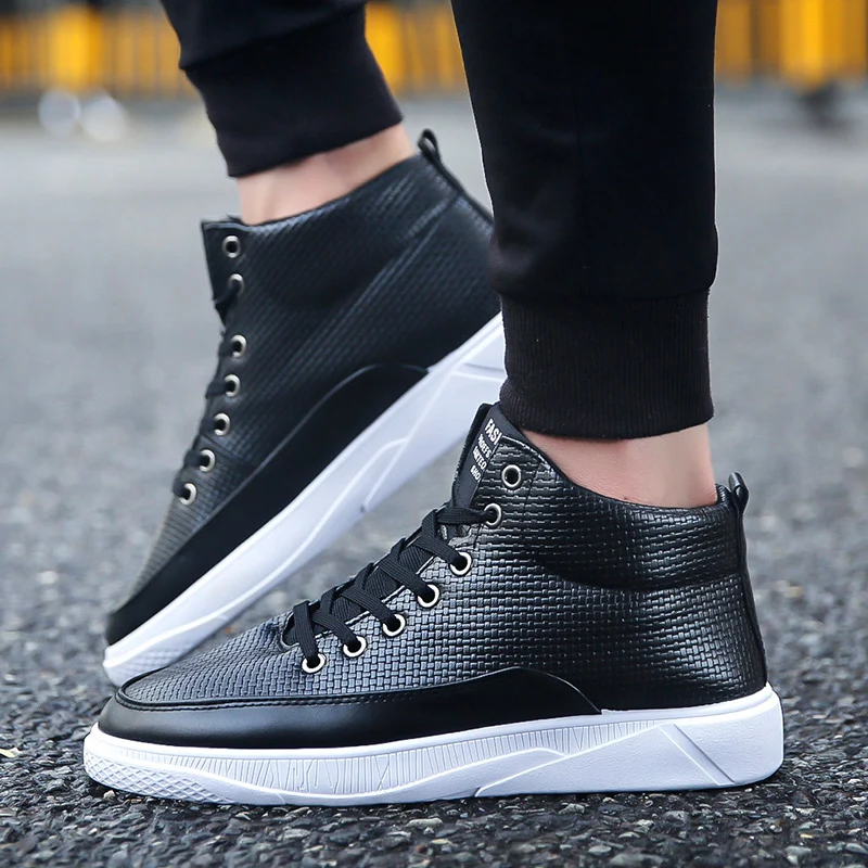 

Mens leather Boots Fashion autumn winter Warm Cotton Brand ankle boots men 2018 New arrival high-top shoes man sneakers footwear