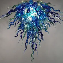 Цветок форма синий кристалл искусство выдувное стекло люстра из муранского стекла освещение для домашнего декора