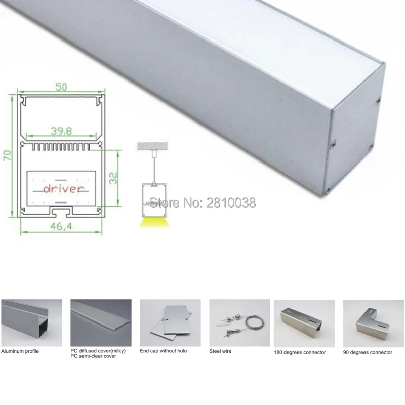 ^Cheap 100 X 1 M Sets/Lot T3-T5 tempered aluminium led profile and 50x70 U led strip profile for suspension lighting ^Cheap 100 X 1 M Sets/Lot T3-T5 tempered aluminium led profile and 50x70 U led strip profile for suspension lighting
