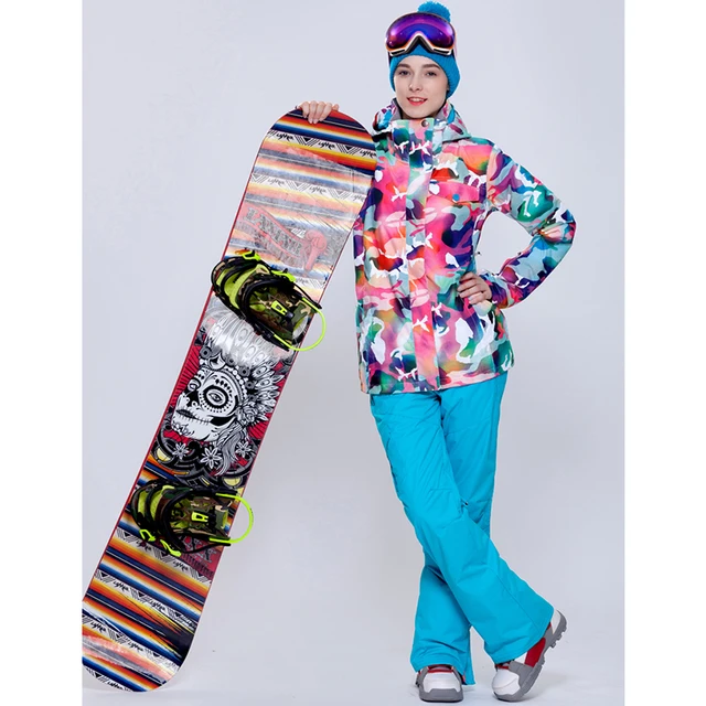 Cheap Gsou snow 2016 womens ski suit set snowboard snow skiwear outdoor jacket + pants Specail ski clothes high quality free shipping