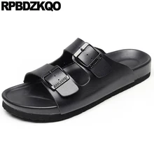 Черные пляжные Белые Водонепроницаемые шлепанцы; мужские сандалии с петлей на носке; кожаные летние туфли без застежки в итальянском стиле; коллекция года; Уличная обувь на плоской подошве
