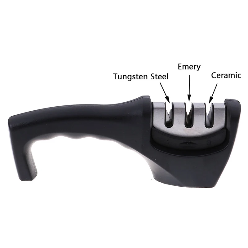 1 шт., 3 ступени, профессиональная точилка для ножей, кухонный точильный камень, Вольфрамовая сталь и керамические кухонные ножи, аксессуары