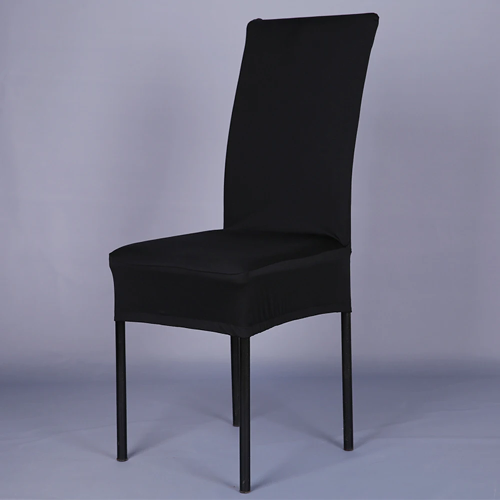 

Hot 10pcs/lot Wedding Party Decoration White/Black Multi Color Elastic Stretch Spandex Household Chair Cover For Dining Room