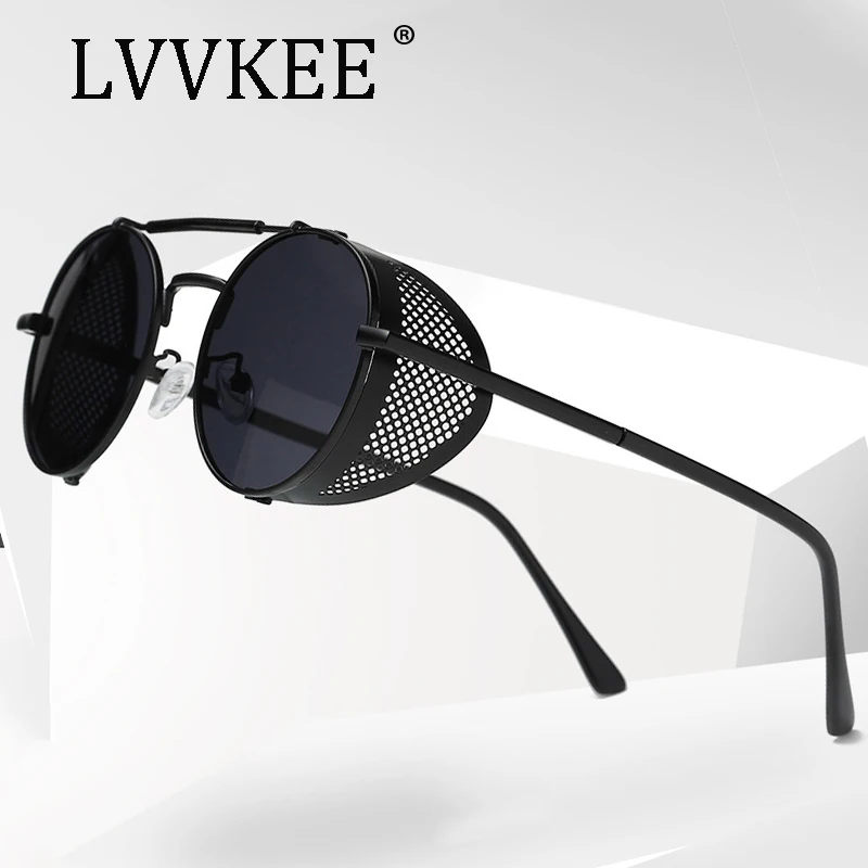 

Hot luxury brand Designer Men Retro Steampunk Sunglasses Round Steam Punk Metal Shields Sunglasses Men Women UV400 Gafas de Sol