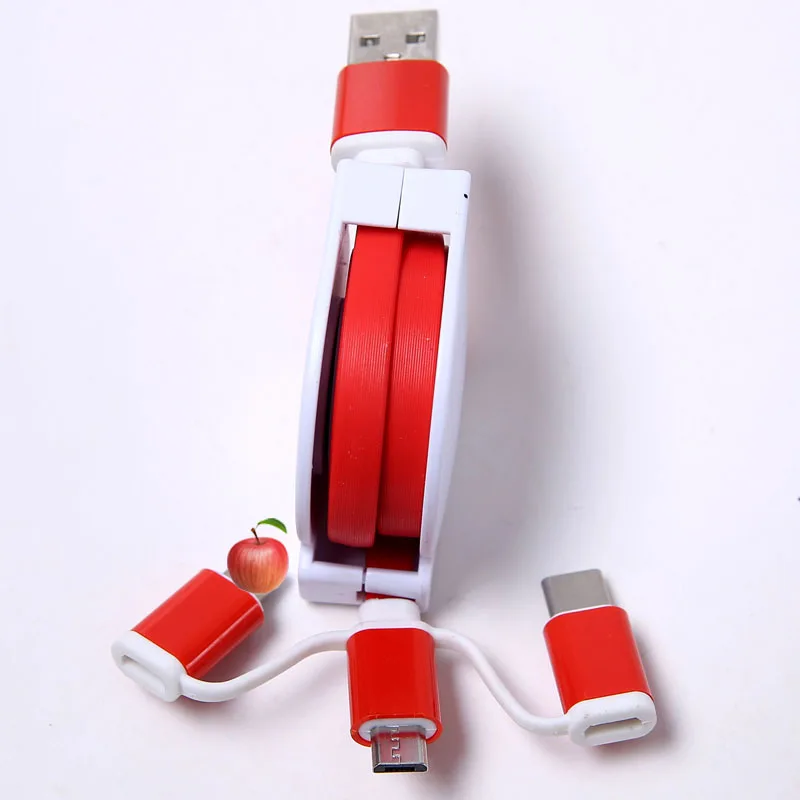 

Telescopic Three In One 2.4A Data Line for Apple Type-c Android Fast Charging Cable Drop-Shipping