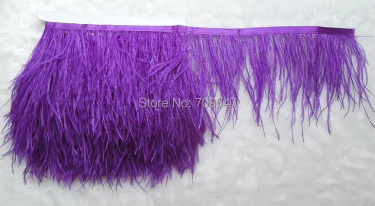 

2Meters/lot Purple ostrich feather trimming fringe ostrich feather trim on Satin Header 5-6inch in width,plumas decorativas