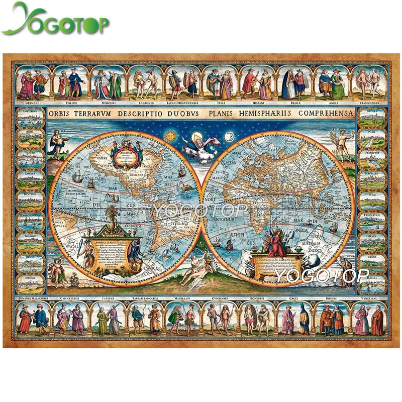 

YOGOTOP Full Diamond Embroidery Diy Diamond Painting Cross Stitch religious world map 5D Square Diamond Mosaic Room Decor VD947