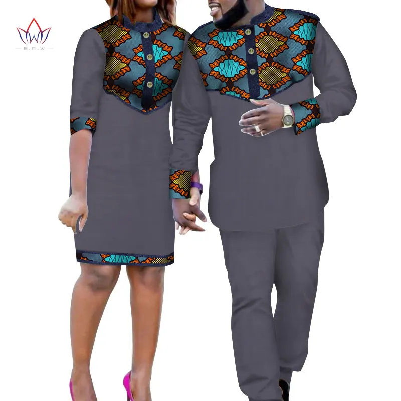 Африканская одежда для пары, хлопковый материал, Дашики, Африканский Базен Riche, женское платье и Мужские штаны, комплект из 2 предметов, Wyq222