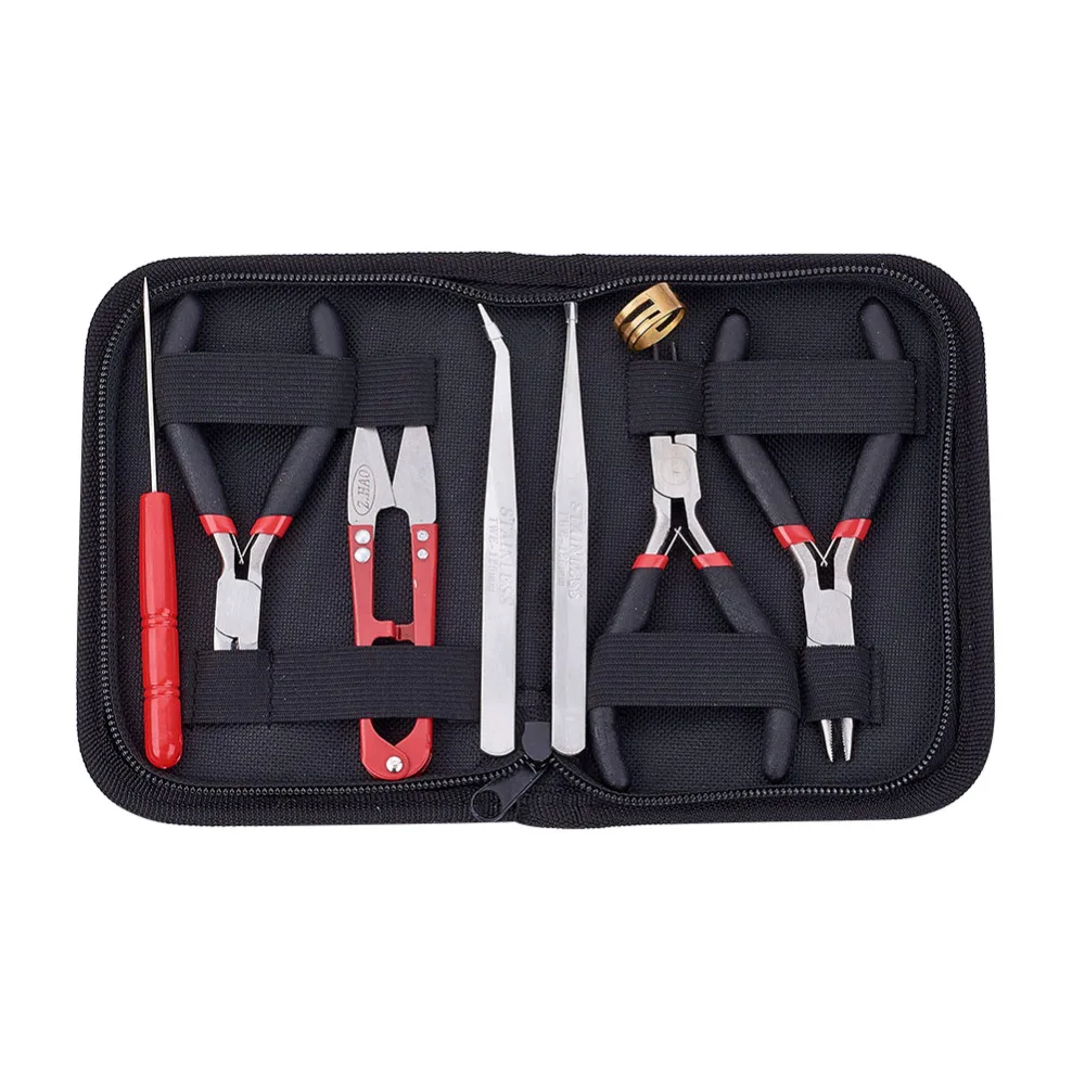 

1 set Jewelry Making Tool Kits Pliers Set with Round Nose Plier Side Cutting Pliers Wire Cutter Scissor Beading Tweezers Tool