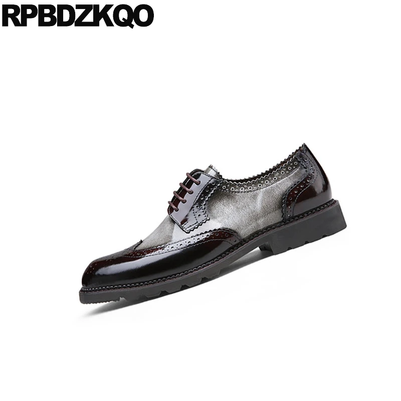 Gris Italia Baile Primavera Otoño Vestido Marca Patente Europeo Y Cuero Wingtip Brogue Zapatos De rojo Clásico Hombres Fiesta Italiano Oxfords wxUSTgqF